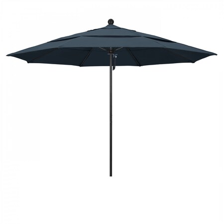 California Umbrella 11' Black Aluminum Market Patio Umbrella, Pacifica Sapphire 194061333921